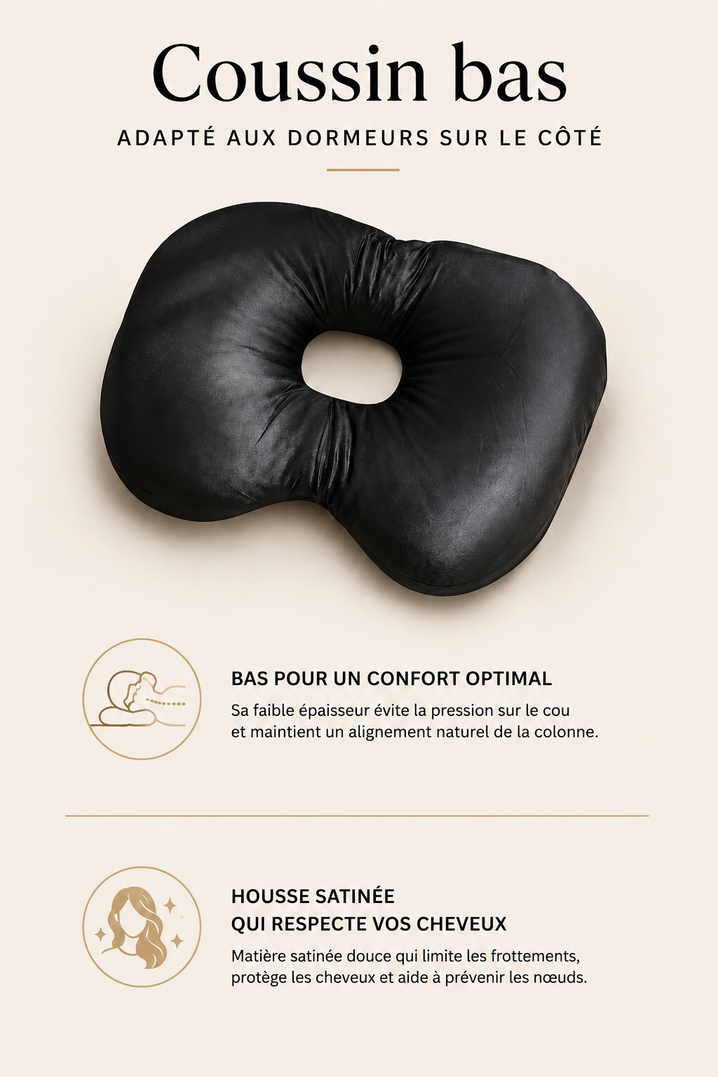 Zen’Ear™ – Oreiller Ergonomique Anti-Pression | Dormez Enfin sur le Côté Sans Douleur