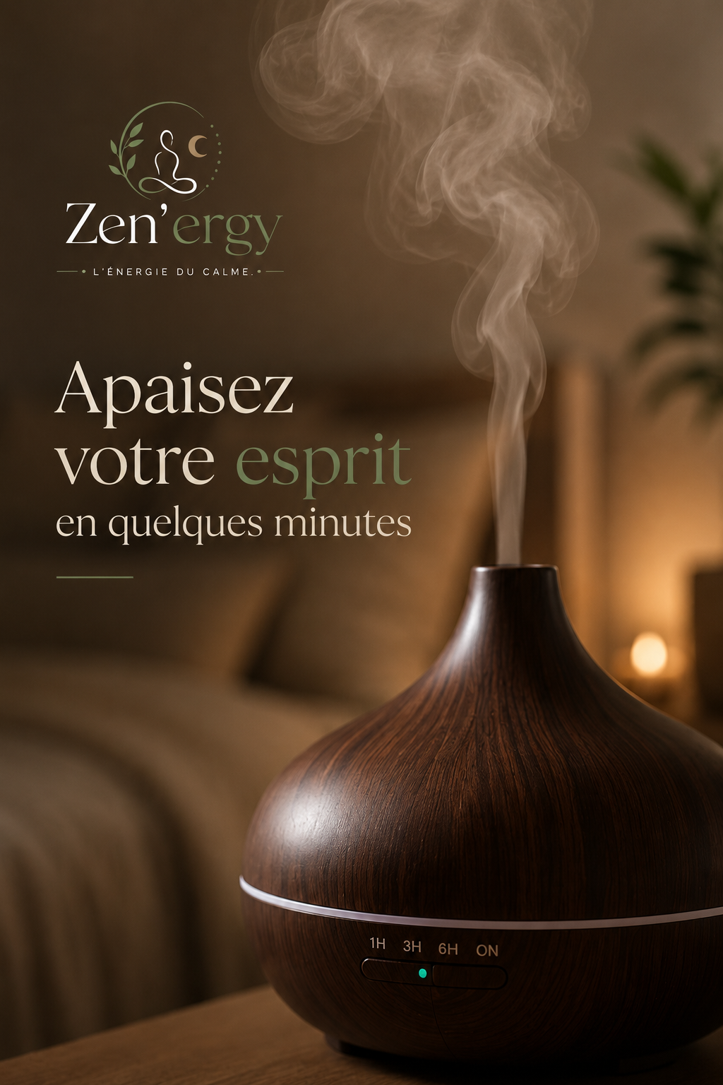 Diffuseur d’Huiles Essentielles Zen’ergy™ | Brume Relaxante & Ambiance Apaisante