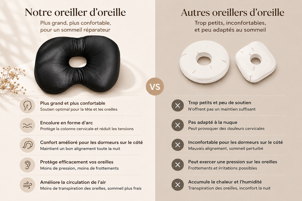 Zen’Ear™ – Oreiller Ergonomique Anti-Pression | Dormez Enfin sur le Côté Sans Douleur