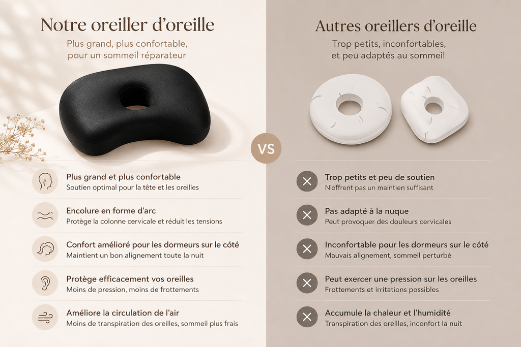 Zen’Ear™ – Oreiller Ergonomique Anti-Pression pour Oreilles Sensibles