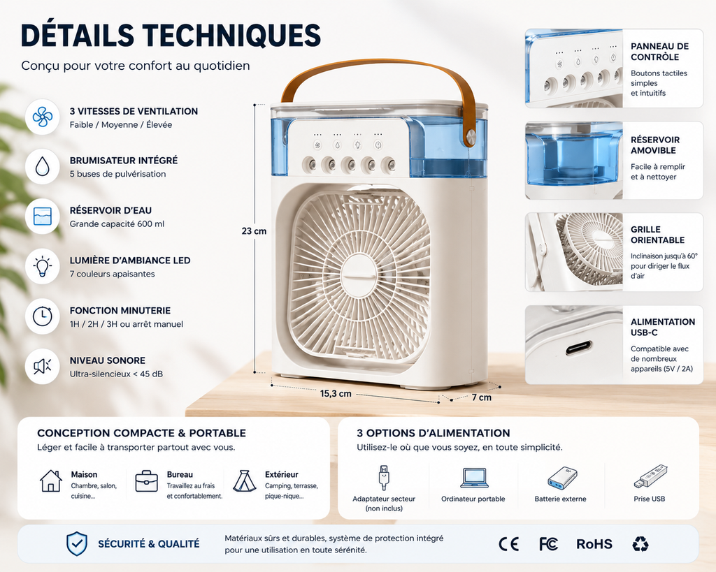 Zen’ergy™ | Rafraîchisseur d’Air Portable