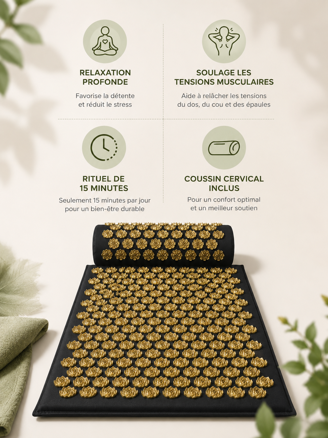 Tapis d’Acupression & Coussin Cervical Zen’ergy™