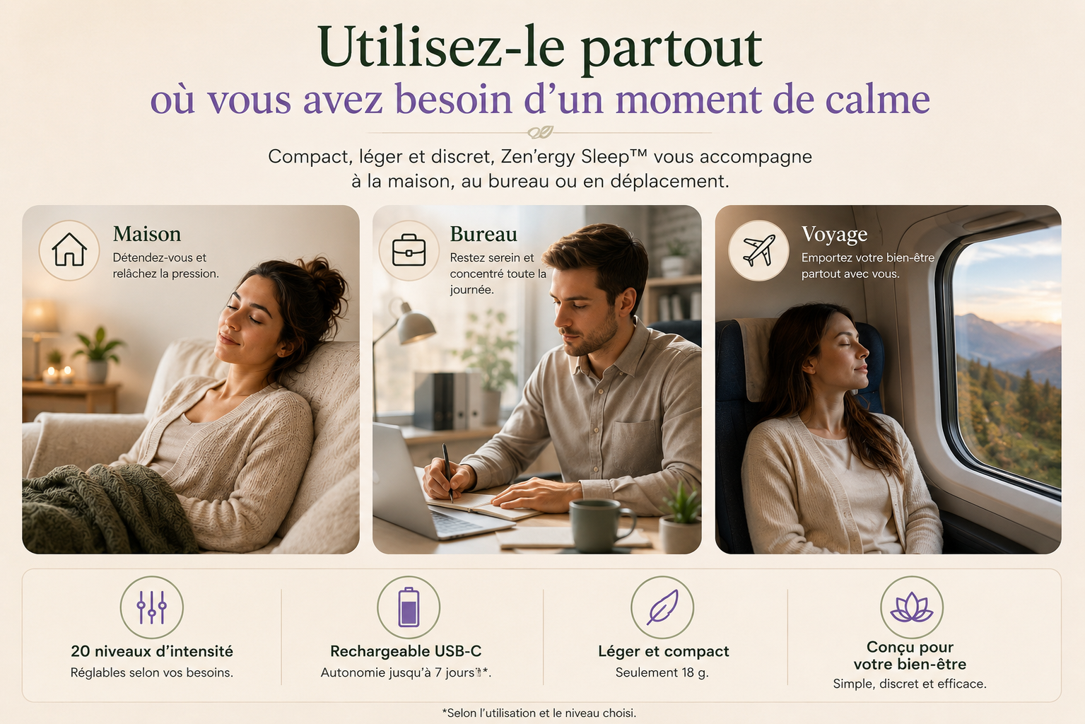 Zen’ergy Sleep™ – Bracelet de Relaxation Portable