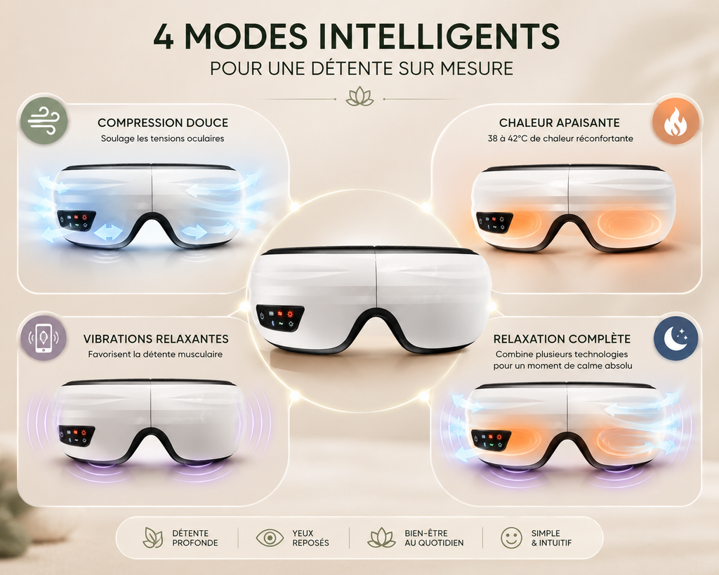 Zen’ergy VisionRelax™ – Masque de Massage Oculaire Intelligent Bluetooth